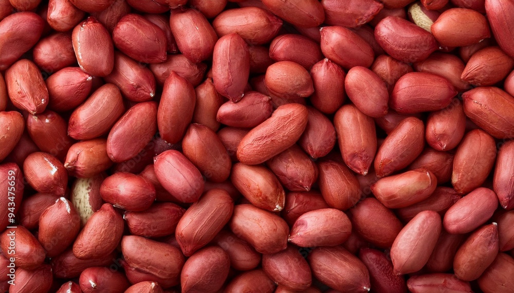 Wall mural red peeled peanuts texture background