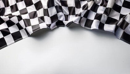 checkered black and white racing flag on white copy space