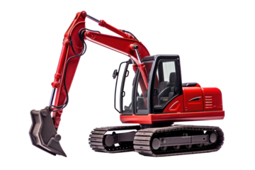 PNG Red excavator white background construction.