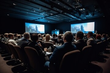 Business Conference with Attendees Watching a Presentation