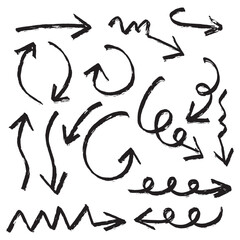 Hand drawn arrows. Set of vector arrows. Hand drawn arrows.