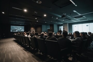 Business Conference with Attendees Watching a Presentation