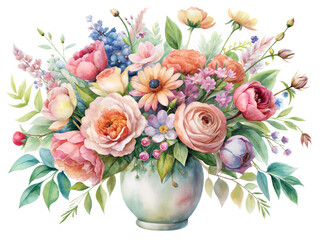 Obraz premium delicately, watercolor, a flower vase, botanical style