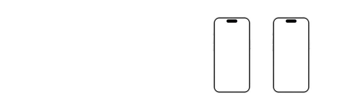 Smartphone, white screen. Mobile phone vector isolated, iPhone 14 pro mockup, iPhone 15 pro mockup, iPhone 15 pro mockup. vector illustration 10 eps.