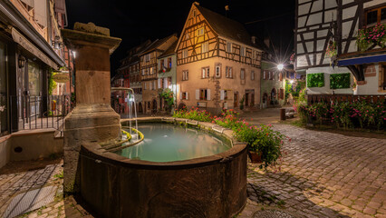 A beautiful night alsacian architecture pic taken in Riquewihr in France on August 20th 2024