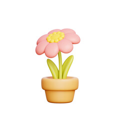 3D Flower Pot, Spring season, Garden flower.