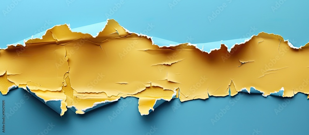 Poster back to school message on torn yellow paper against a blue background serves as a symbolic image for