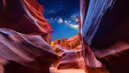 antelope canyon with night sky