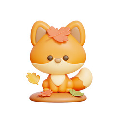 3D Fox, Autumn celebration elements, Fall season.