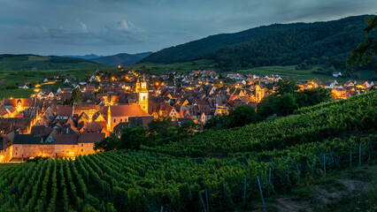 A beautiful night alsacian architecture pic taken in Riquewihr in France on August 20th 2024