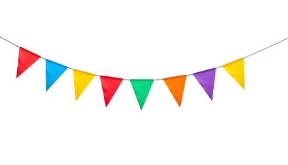 Fototapeta premium Colorful flag garland chain isolated on a white background