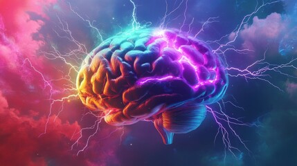 Obraz premium Brain in a Cosmic Storm