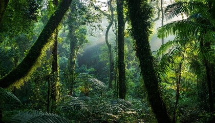 Obraz premium majestic rainforest filled with dense trees nature wallpaper background