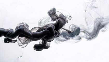 black ink smoke art on white background creating an elegant and abstract visual effect