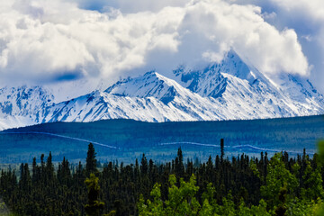 Mountain Range in Alaska with Trans Alaska Pipeline