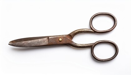 isolated old scissors on white