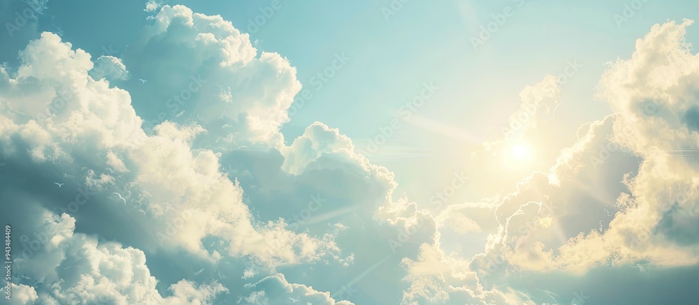 Aufkleber Cloudy skies in contrast to sunny weather conditions are conducive to enjoying the picturesque view with a copy space image