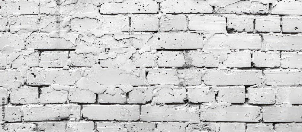 Poster abstract textured white brick wall creating a banner background with copy space image