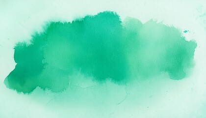 Obraz premium green watercolor background texture blotches of watercolor paint textured grainy paper light mint green wash with abstract blob design