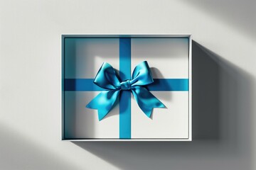 Minimalist 3D Blue Gift Box: A Stylish Present for Any Occasion