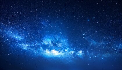 night starry sky and bright blue galaxy horizontal background banner