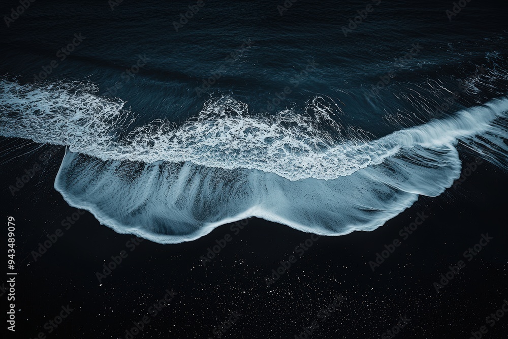 Canvas Prints ocean wave crashing on black sand