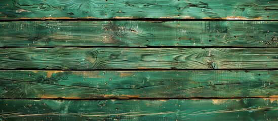 Fototapeta premium Wooden board in green color suitable as a backdrop for a copy space image