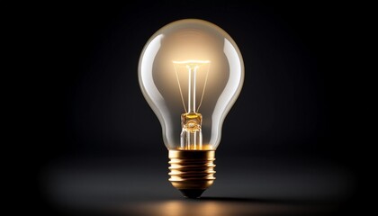 light bulb lit on a black background