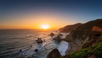 beautiful sunset over california coast