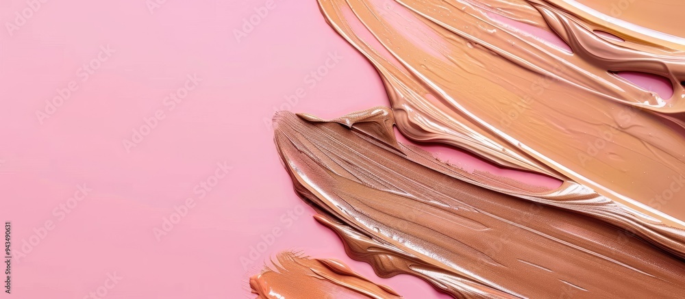 Aufkleber several foundation swatches showcasing different textures isolated on a pink background with room fo