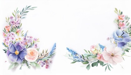 watercolor lose flowers floral frames summer spring weddding invitations