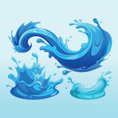 Vector Water Splashes Collection in Realistic Style for Graphic Design