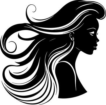 recommend clip art: Women long wavy hairstyle with face