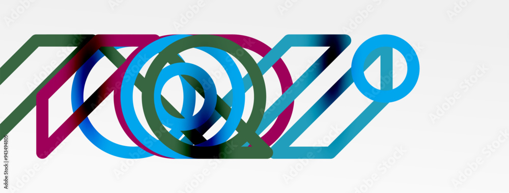 Poster abstract background - colorful circle lines technology or business digital template