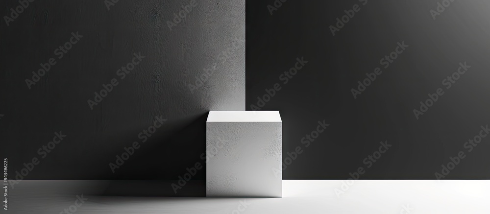 Poster sleek and modern white block against a black background creates a striking visual effect suitable fo