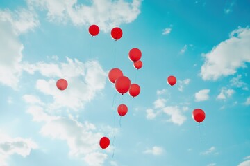 Vibrant Balloons Floating Freely in a Sunny Sky