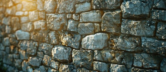 Obraz premium Stone wall is a great backdrop for a photo with copy space image on a sunny day