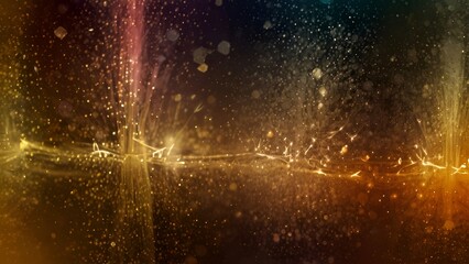 Cosmic Explosion: Golden Sparks and Glowing Particles in a Dark Nebulous Universe