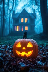 Obraz premium Jack-o'-lantern glows in the dark