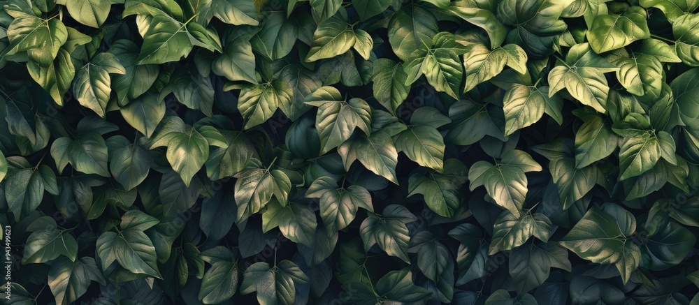 Poster background image featuring a rich green ivy pattern of parthenocissus virginia creeper perfect for b