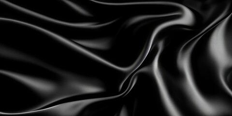 Obraz premium Smooth black fabric with dramatic folds and wrinkles, perfect for minimalist design backgrounds.