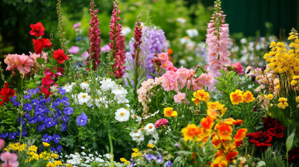 Beautiful flower garden in full bloom