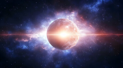 A bright star explodes in a spectacular display of cosmic energy, illuminating the surrounding nebula with brilliant light.