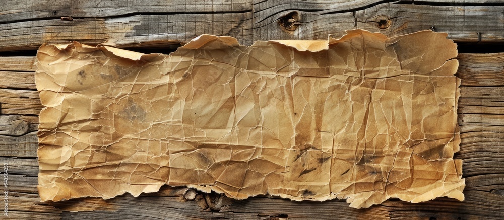 Poster Old paper background on weathered wood with copy space image