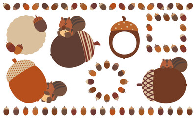 リスとどんぐりのフレームセット © ゆきんこ