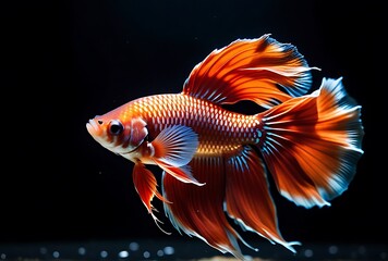 Fototapeta premium moment captured fighting betta fish black background