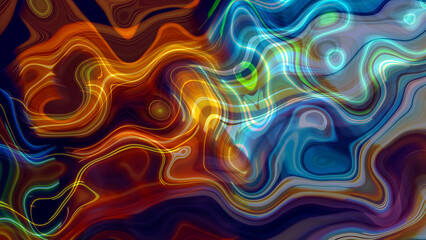 Colorful psychedelic background made of interweaving curved shapes
