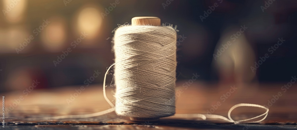 Aufkleber a white spool of thread with the focal point on the central detail ideal for a copy space image