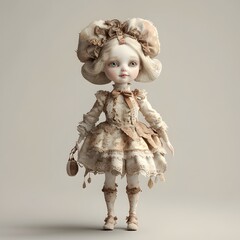 Fototapeta premium Imaginative Porcelain-like Art Doll with Intricate Accents and High-Key Lighting