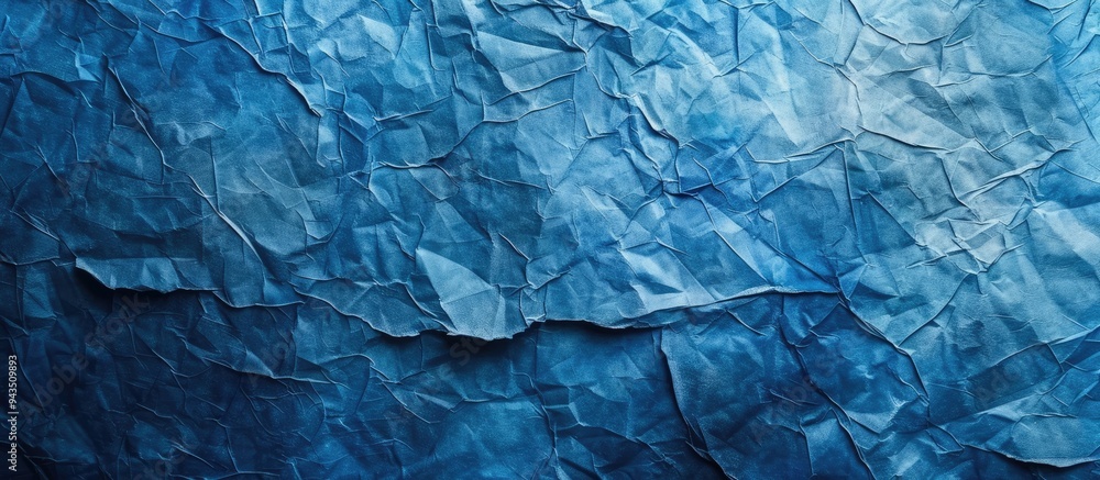 Poster denim colored painted paper texture serves as an abstract blue background with copy space image